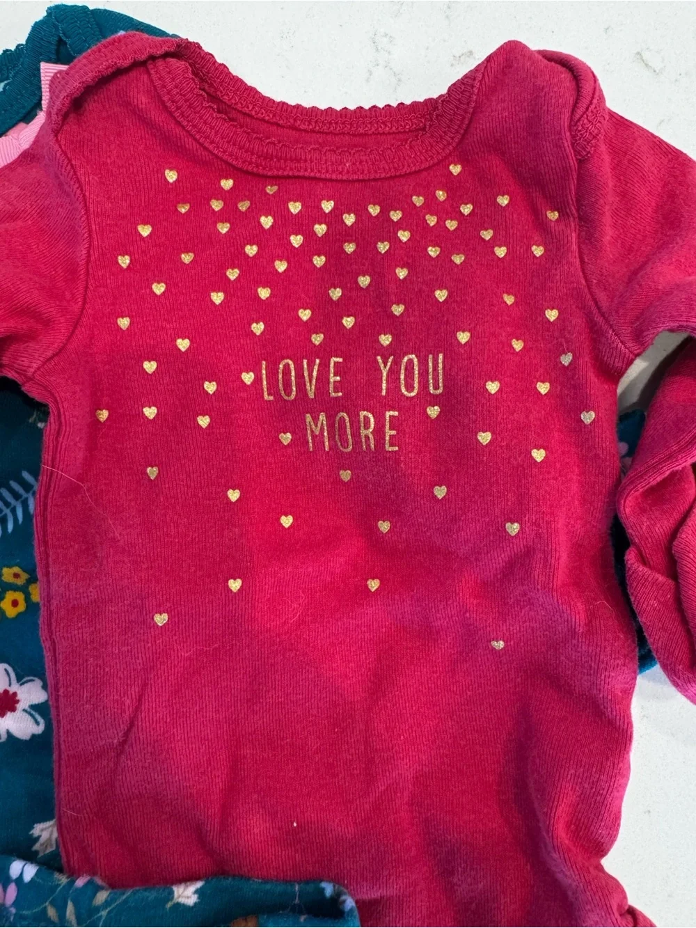 5pc Baby Girl 0-3M Bundle Floral Bodysuits Pants Pink Love You More